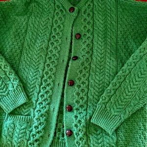 Womens Apple Green Authentic Irish Knit Cardigan
